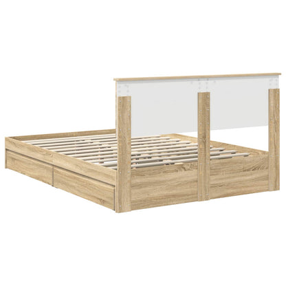 vidaXL Aufbewahrungsbett Sonoma-Eiche 135 x 190 cm Holzwerkstoff