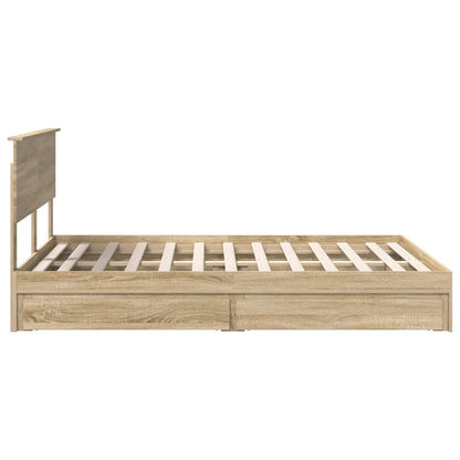 vidaXL Aufbewahrungsbett Sonoma-Eiche 135 x 190 cm Holzwerkstoff