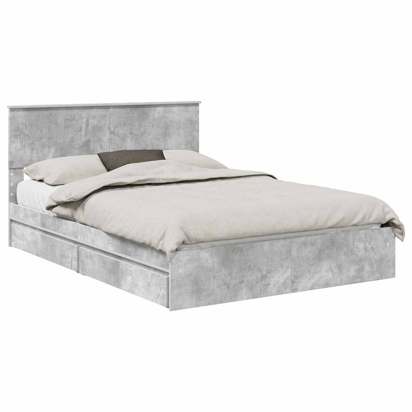 vidaXL Aufbewahrungsbett Beton Grau 135 x 190 cm Holzwerkstoff