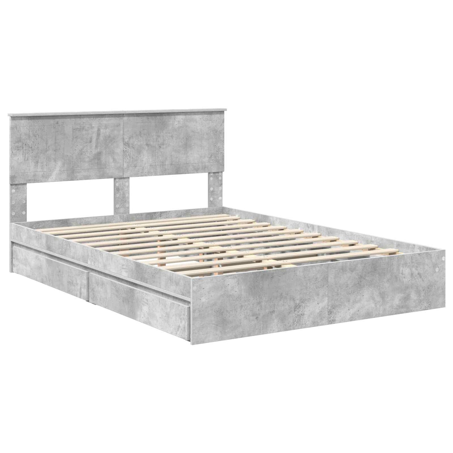 vidaXL Aufbewahrungsbett Beton Grau 135 x 190 cm Holzwerkstoff