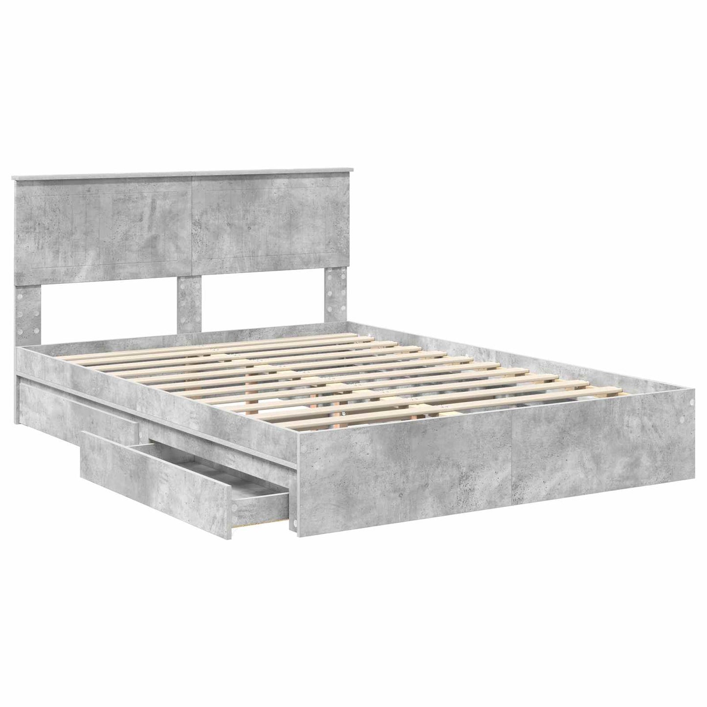 vidaXL Aufbewahrungsbett Beton Grau 135 x 190 cm Holzwerkstoff