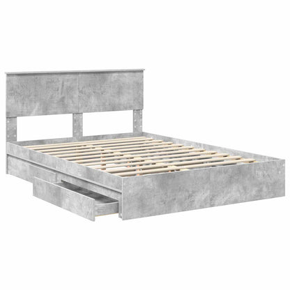 vidaXL Aufbewahrungsbett Beton Grau 135 x 190 cm Holzwerkstoff