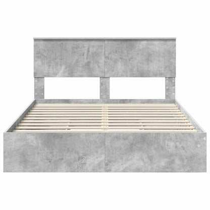 vidaXL Aufbewahrungsbett Beton Grau 135 x 190 cm Holzwerkstoff