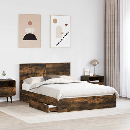 vidaXL Aufbewahrungsbett Geräucherte Eiche 135 x 190 cm Holzwerkstoff