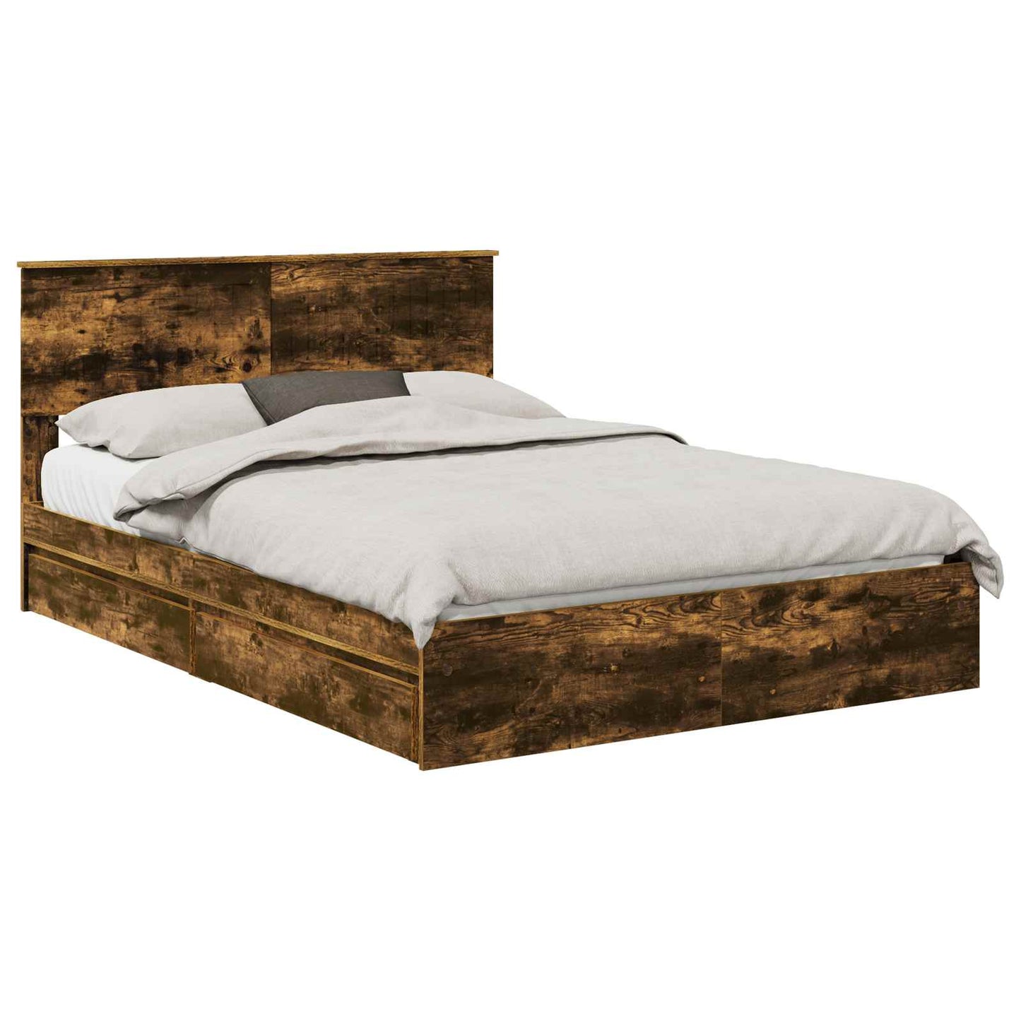vidaXL Aufbewahrungsbett Geräucherte Eiche 135 x 190 cm Holzwerkstoff