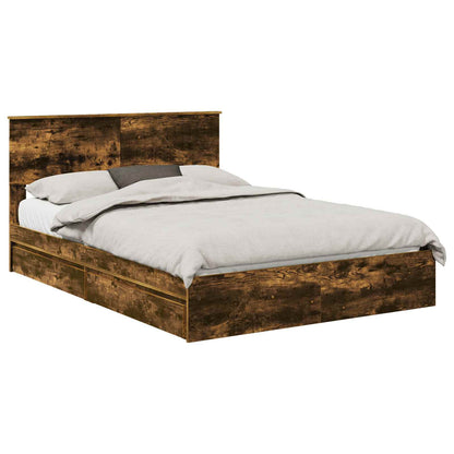 vidaXL Aufbewahrungsbett Geräucherte Eiche 135 x 190 cm Holzwerkstoff