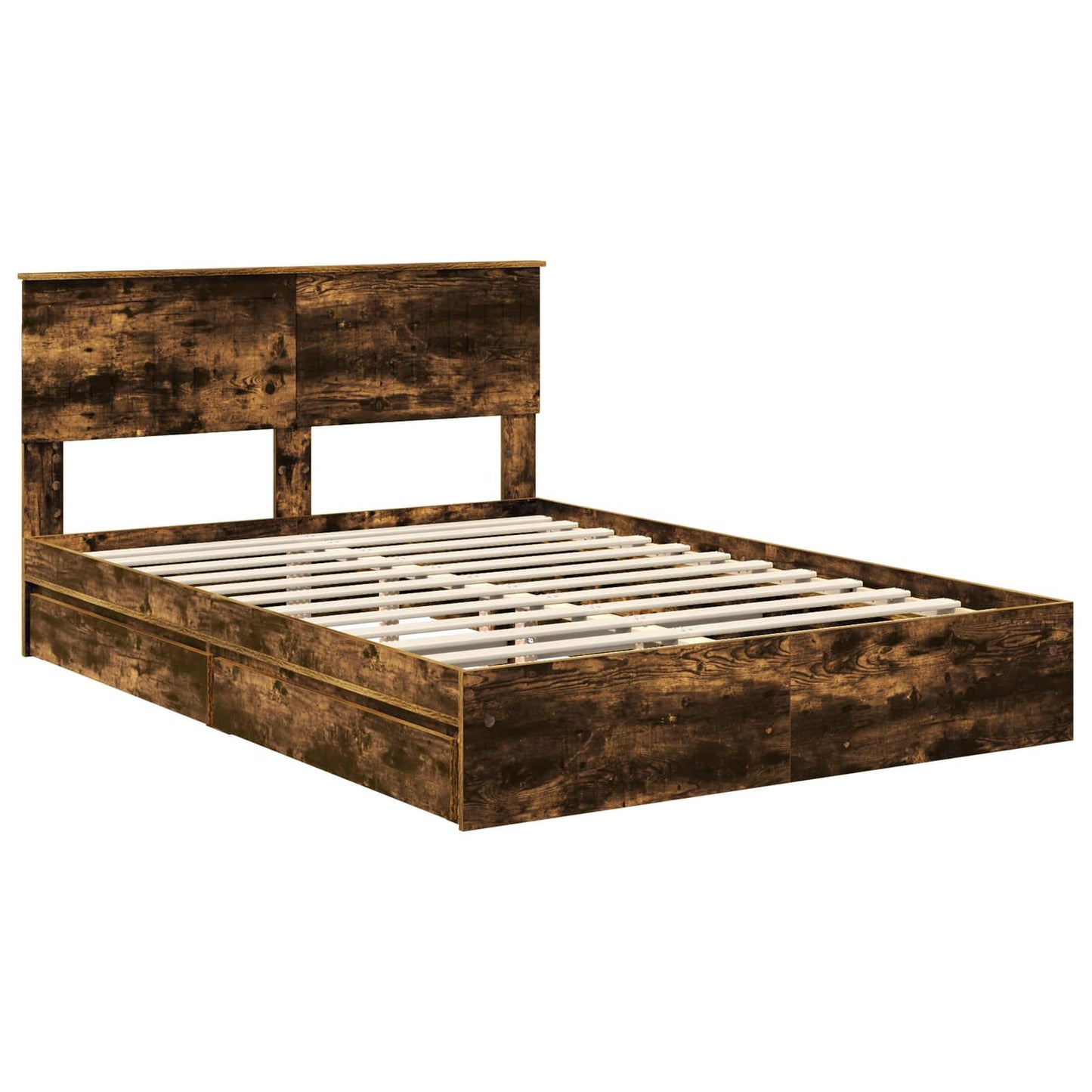 vidaXL Aufbewahrungsbett Geräucherte Eiche 135 x 190 cm Holzwerkstoff