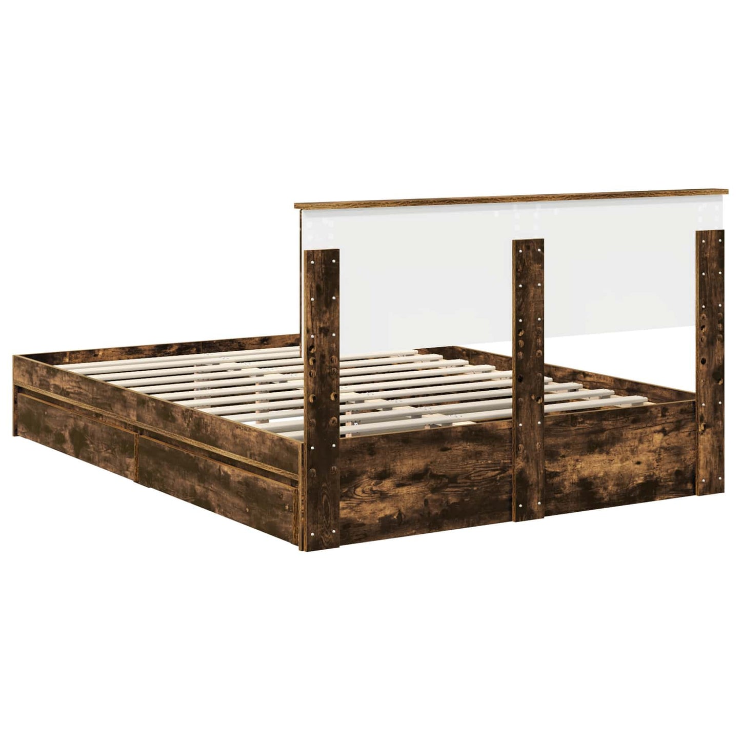 vidaXL Aufbewahrungsbett Geräucherte Eiche 135 x 190 cm Holzwerkstoff