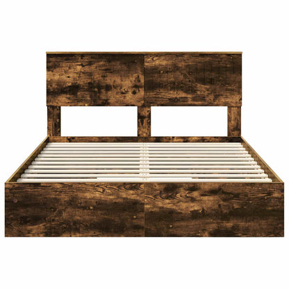 vidaXL Aufbewahrungsbett Geräucherte Eiche 135 x 190 cm Holzwerkstoff