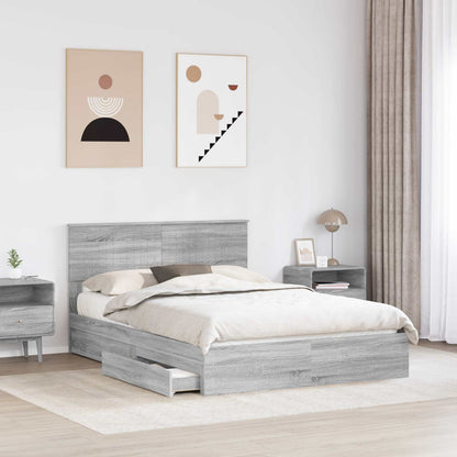 vidaXL Aufbewahrungsbett Graues Sonoma 135 x 190 cm Holzwerkstoff