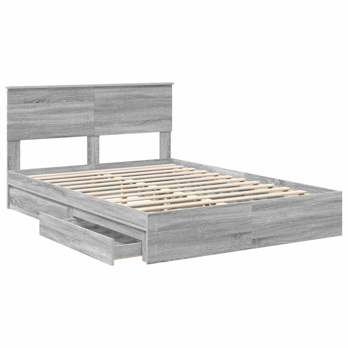 vidaXL Aufbewahrungsbett Graues Sonoma 135 x 190 cm Holzwerkstoff