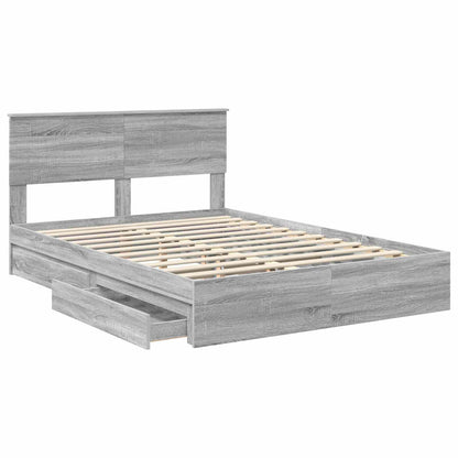 vidaXL Aufbewahrungsbett Graues Sonoma 135 x 190 cm Holzwerkstoff