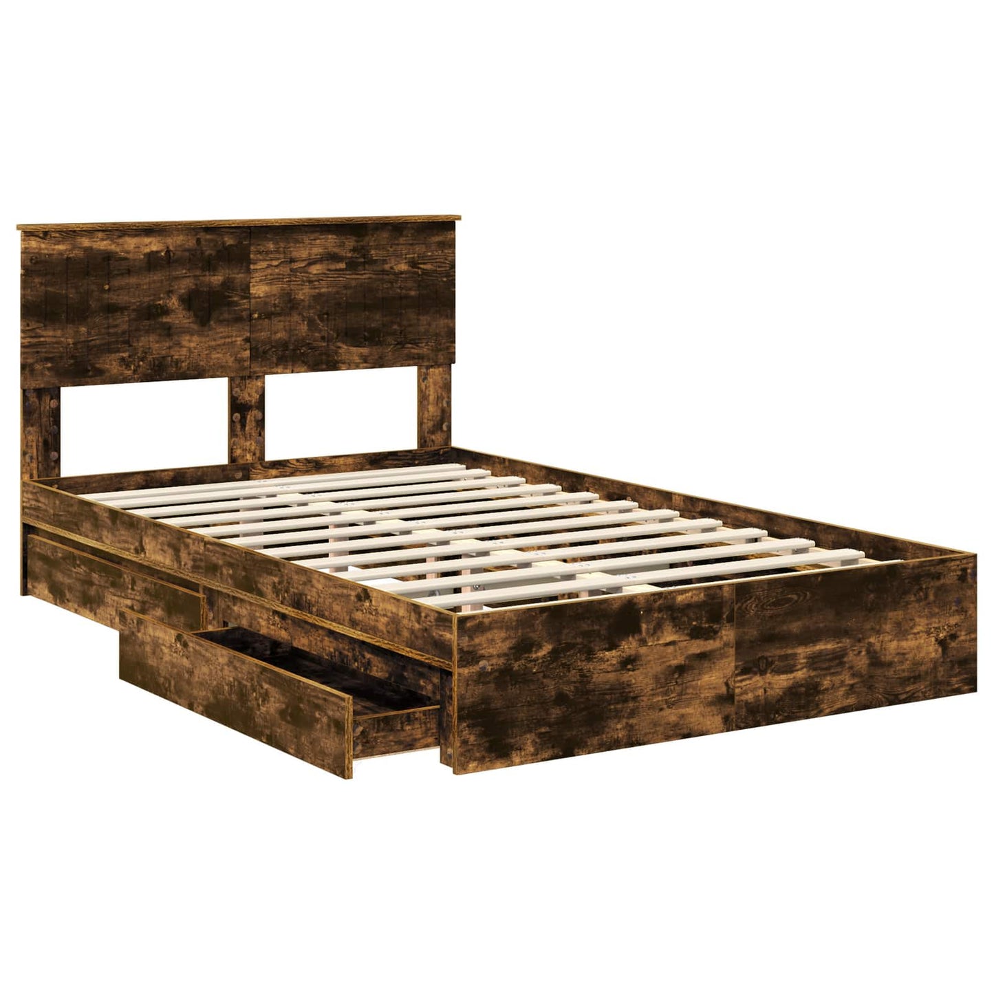 vidaXL Lit de rangement Chêne fumé 120 x 200 cm Bois d'ingénierie