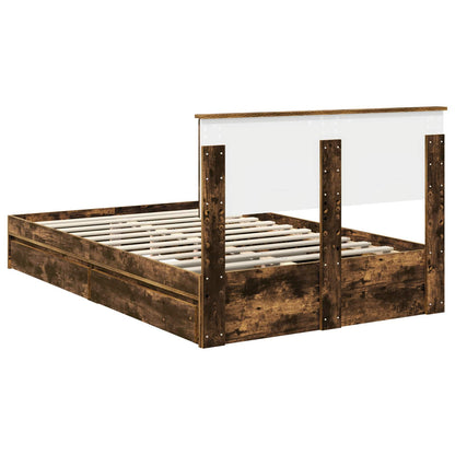 vidaXL Lit de rangement Chêne fumé 120 x 200 cm Bois d'ingénierie