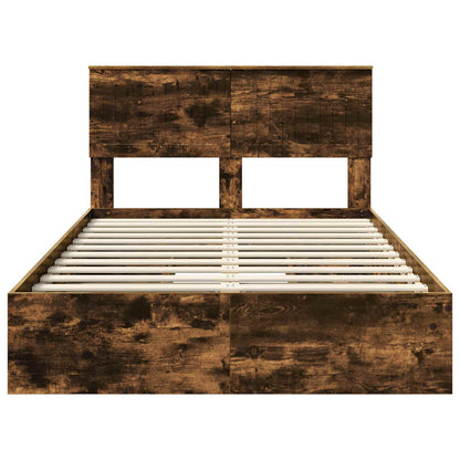 vidaXL Lit de rangement Chêne fumé 120 x 200 cm Bois d'ingénierie