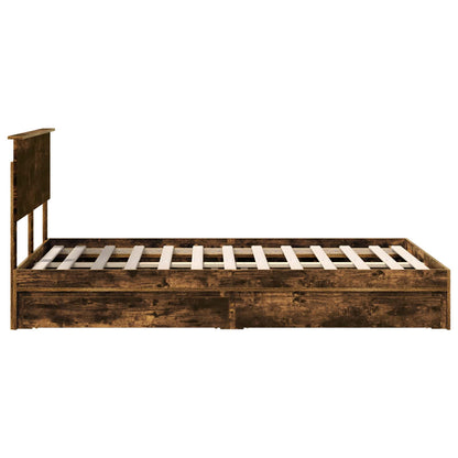 vidaXL Lit de rangement Chêne fumé 120 x 200 cm Bois d'ingénierie