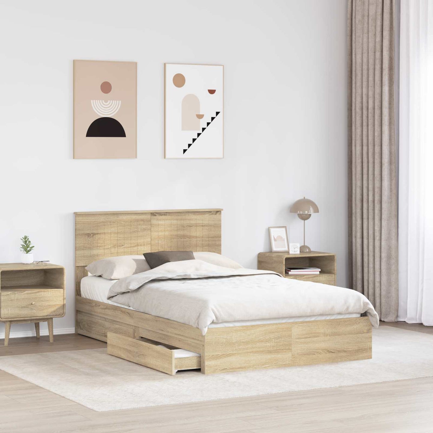 vidaXL Aufbewahrungsbett Sonoma-Eiche 120 x 190 cm Holzwerkstoff