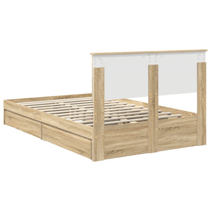 vidaXL Aufbewahrungsbett Sonoma-Eiche 120 x 190 cm Holzwerkstoff