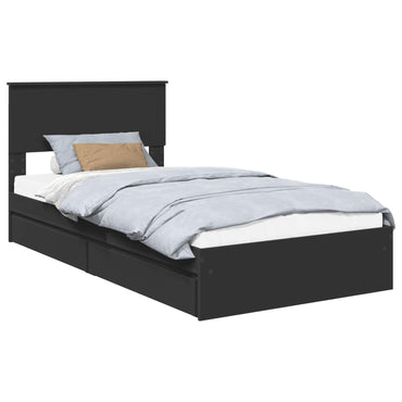 vidaXL Lit coffre noir 100 x 200 cm Bois d'ingénierie