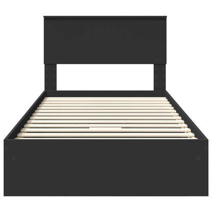 Aufbewahrungsbett Schwarz 100 x 200 cm Holzwerkstoff