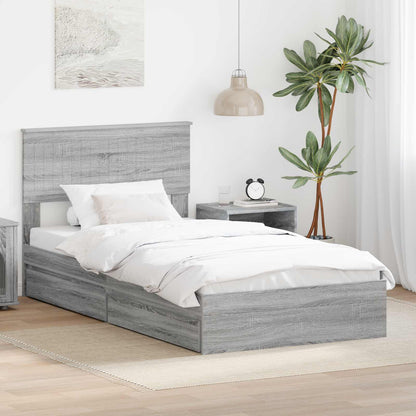 vidaXL Aufbewahrungsbett Graues Sonoma 100 x 200 cm Holzwerkstoff