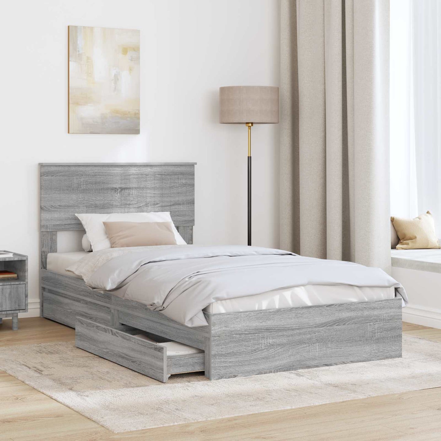vidaXL Aufbewahrungsbett Graues Sonoma 100 x 200 cm Holzwerkstoff