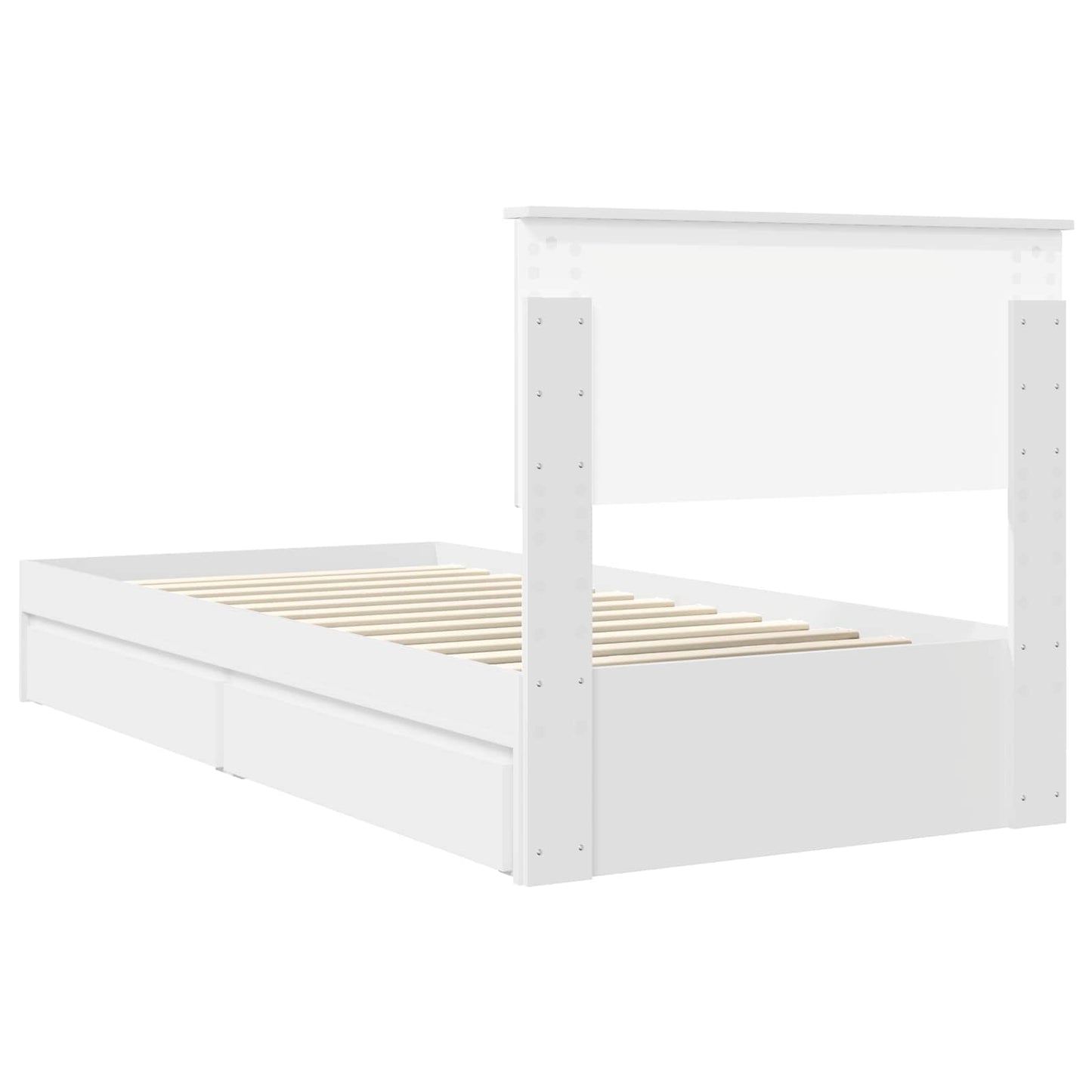 vidaXL Aufbewahrungsbett mit Kopfteil Weiß 90 x 200 cm Holzwerkstoff
