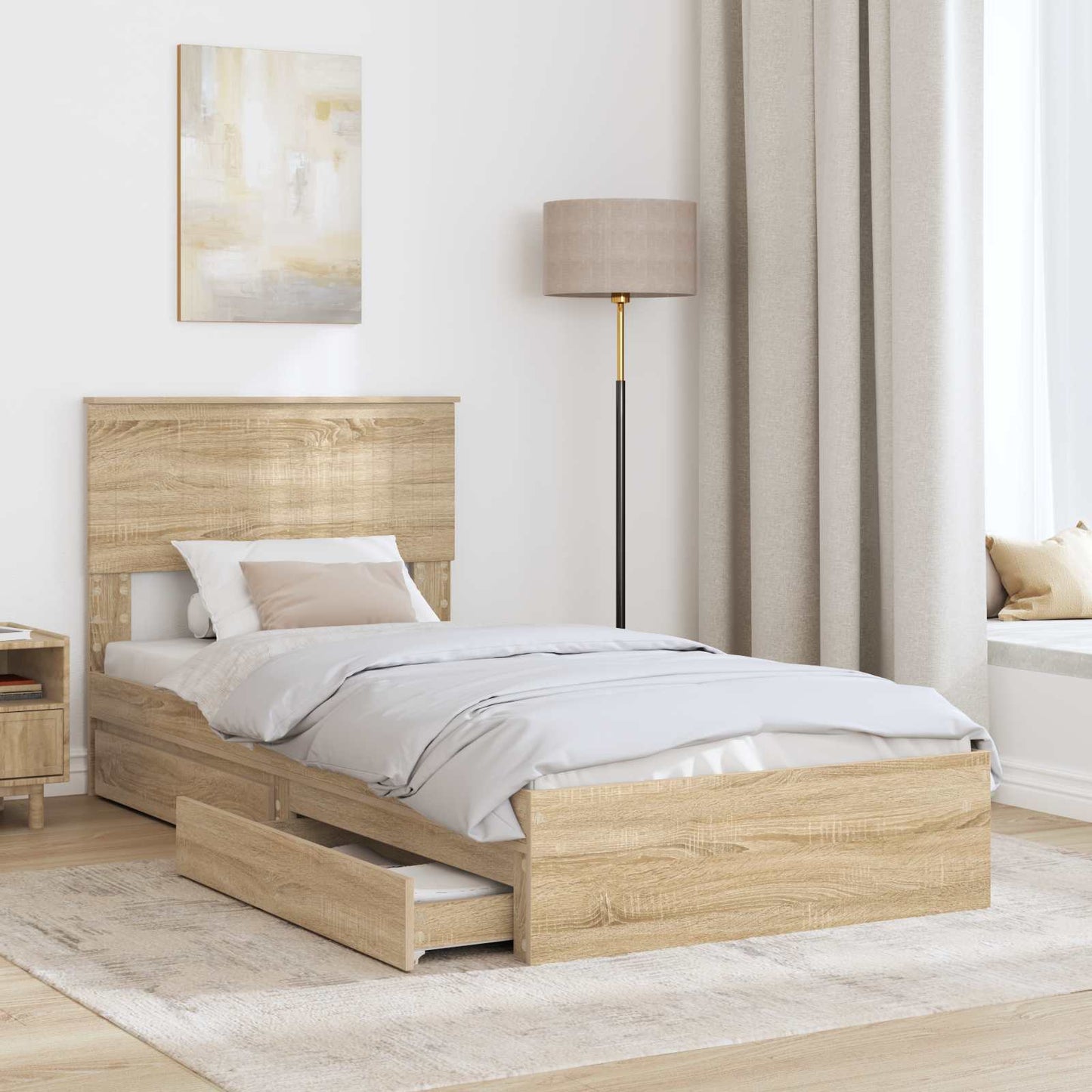 vidaXL Aufbewahrungsbett Sonoma-Eiche 90 x 200 cm Holzwerkstoff
