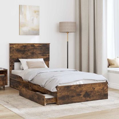 vidaXL Aufbewahrungsbett Geräucherte Eiche 90 x 200 cm Holzwerkstoff