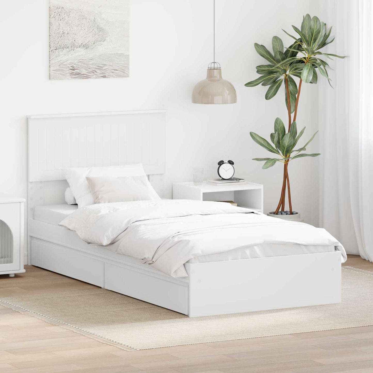 vidaXL Aufbewahrungsbett mit Kopfteil Weiß 90 x 190 cm Holzwerkstoff