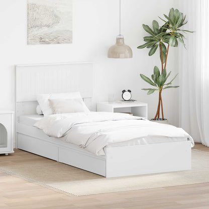 vidaXL Aufbewahrungsbett mit Kopfteil Weiß 90 x 190 cm Holzwerkstoff