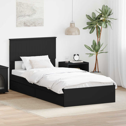 vidaXL Aufbewahrungsbett Schwarz 90 x 190 cm Holzwerkstoff