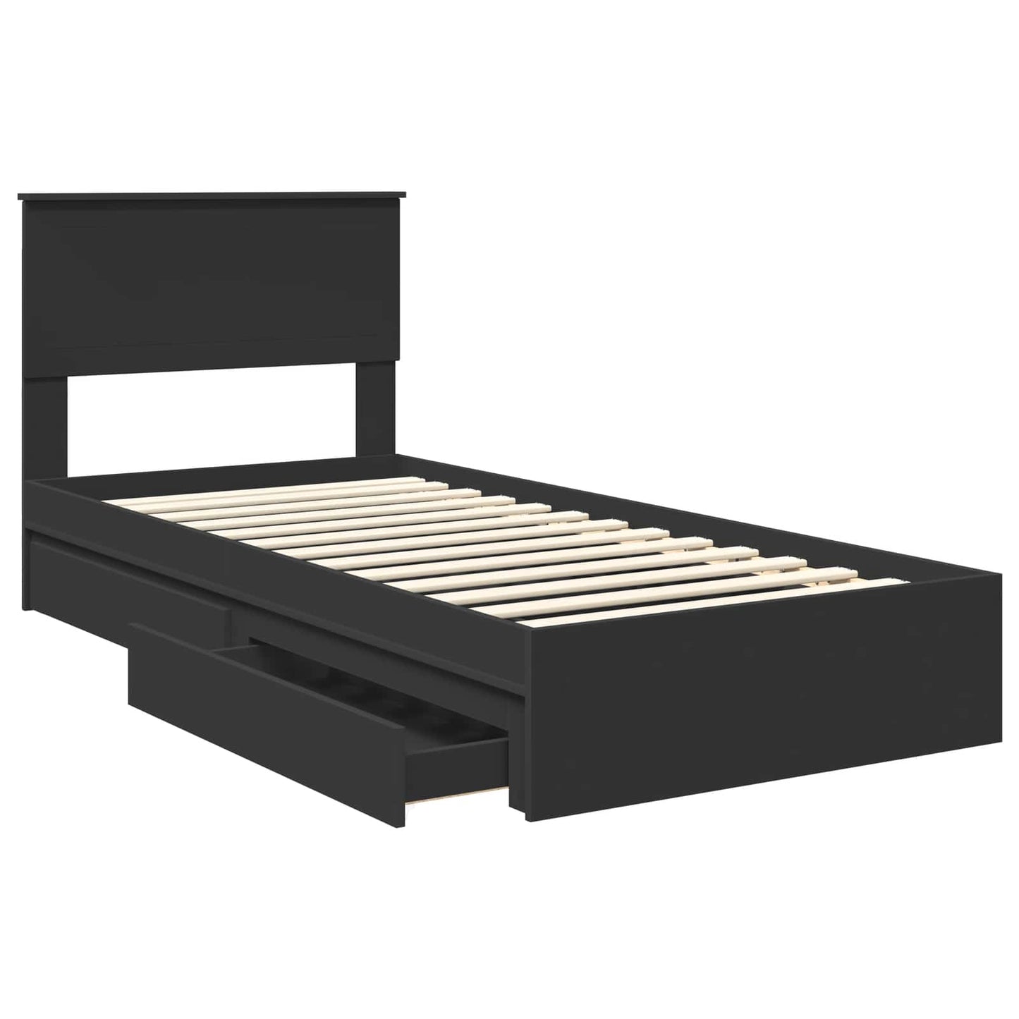 vidaXL Aufbewahrungsbett Schwarz 90 x 190 cm Holzwerkstoff
