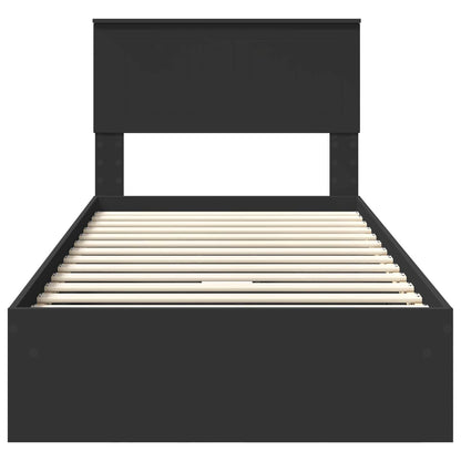 vidaXL Aufbewahrungsbett Schwarz 90 x 190 cm Holzwerkstoff