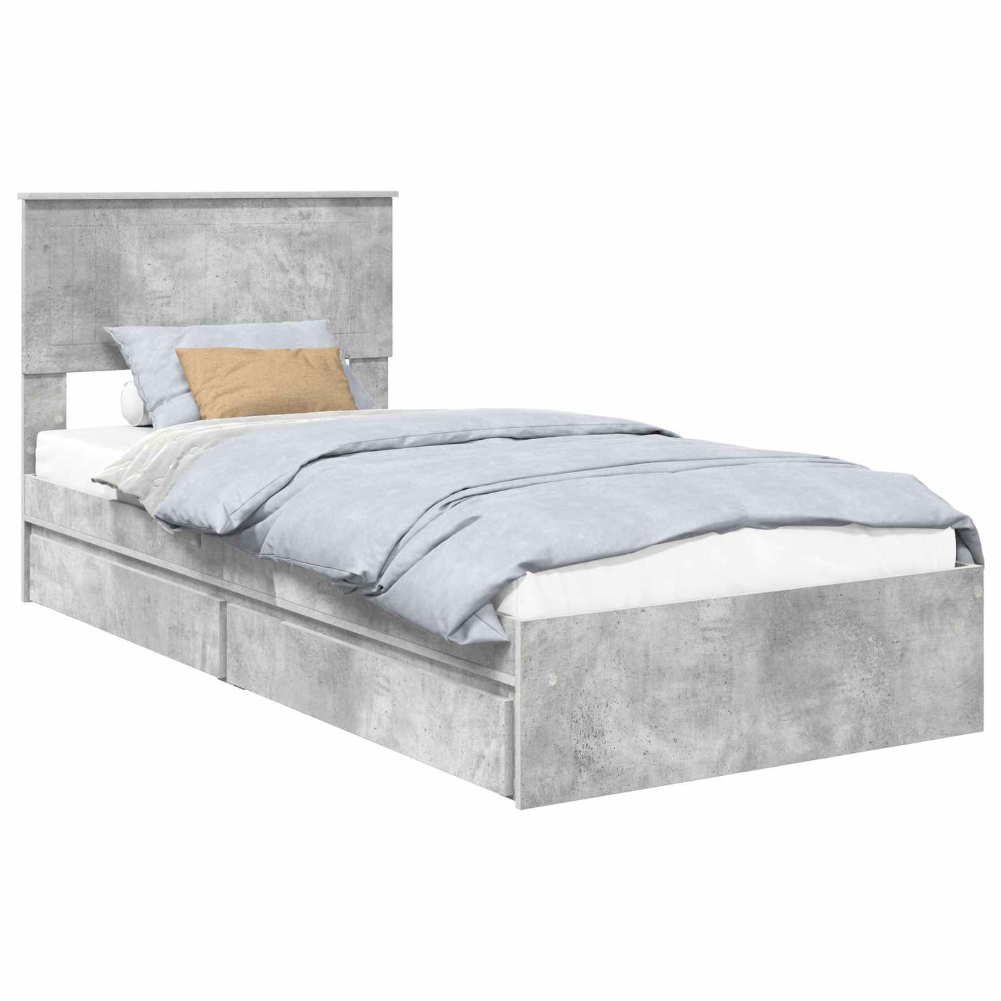 vidaXL Aufbewahrungsbett Beton Grau 90 x 190 cm Holzwerkstoff