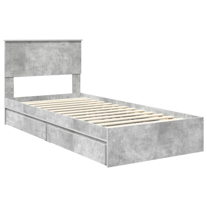 vidaXL Aufbewahrungsbett Beton Grau 90 x 190 cm Holzwerkstoff