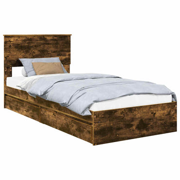 vidaXL Lit de rangement en aggloméré chêne fumé 90 x 190 cm