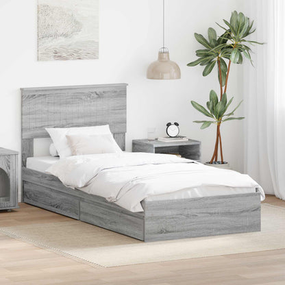 vidaXL Aufbewahrungsbett Graues Sonoma 90 x 190 cm Holzwerkstoff