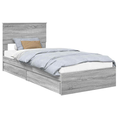 vidaXL Aufbewahrungsbett Graues Sonoma 90 x 190 cm Holzwerkstoff