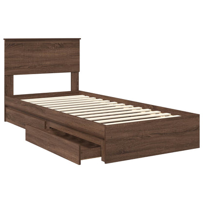vidaXL Aufbewahrungsbett Braun Eichen-Optik 90 x 190 cm Holzwerkstoff