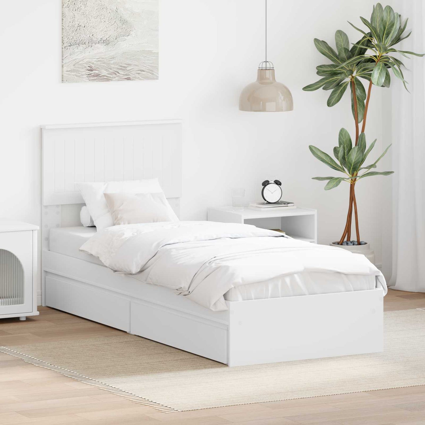vidaXL Aufbewahrungsbett mit Kopfteil Weiß 75 x 190 cm Holzwerkstoff