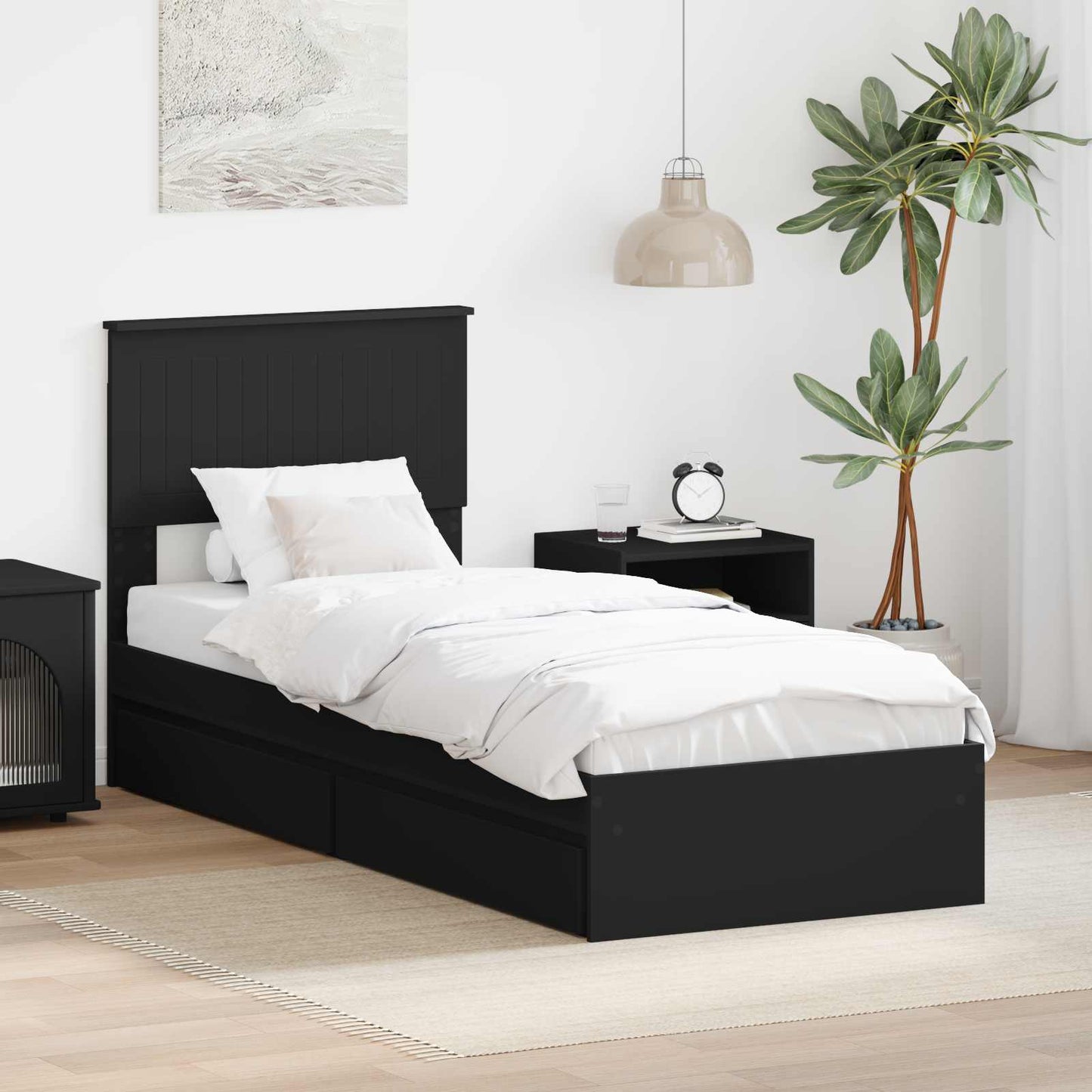 vidaXL Aufbewahrungsbett Schwarz 75 x 190 cm Holzwerkstoff