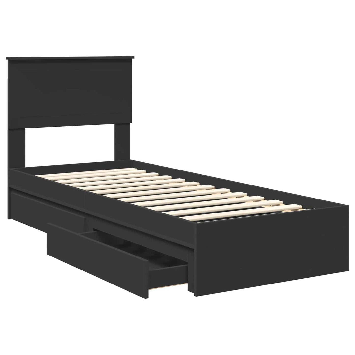 vidaXL Aufbewahrungsbett Schwarz 75 x 190 cm Holzwerkstoff