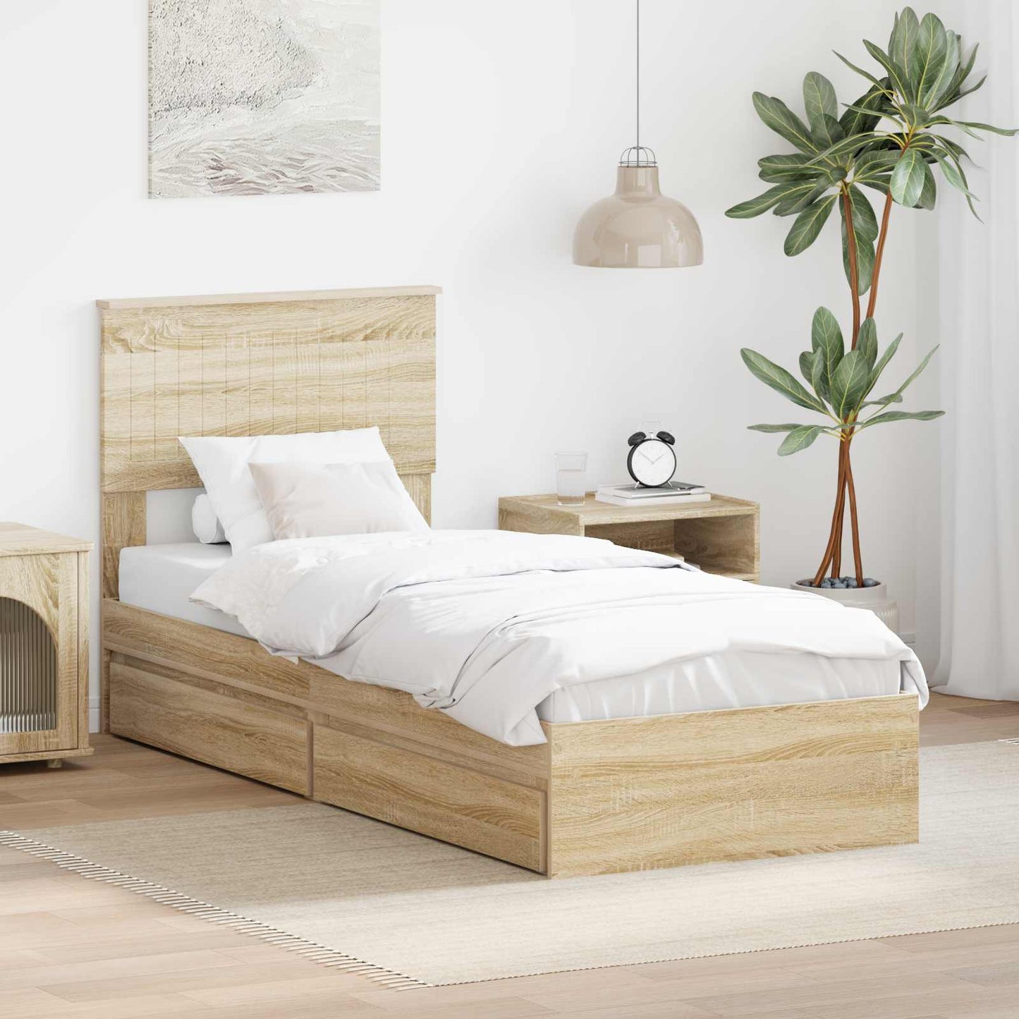 vidaXL Aufbewahrungsbett Sonoma-Eiche 75 x 190 cm Holzwerkstoff