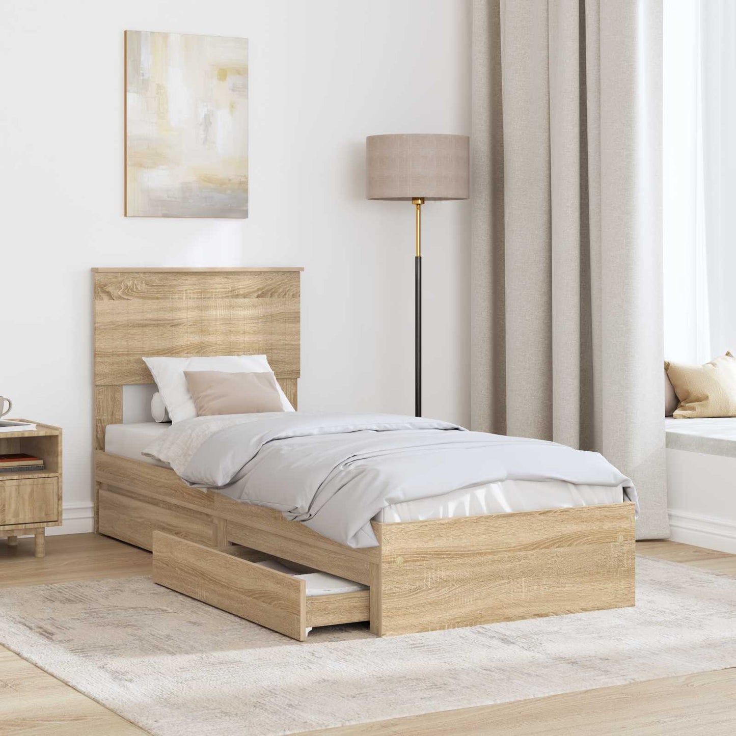 vidaXL Aufbewahrungsbett Sonoma-Eiche 75 x 190 cm Holzwerkstoff