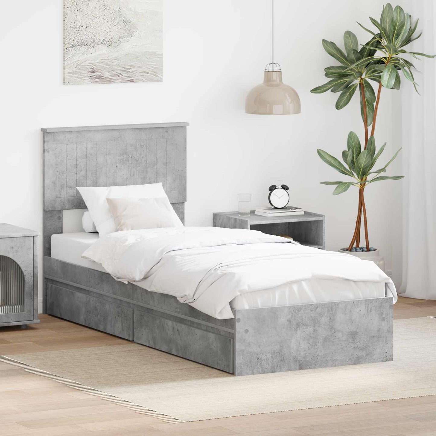 vidaXL Aufbewahrungsbett Beton Grau 75 x 190 cm Holzwerkstoff