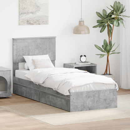 vidaXL Aufbewahrungsbett Beton Grau 75 x 190 cm Holzwerkstoff