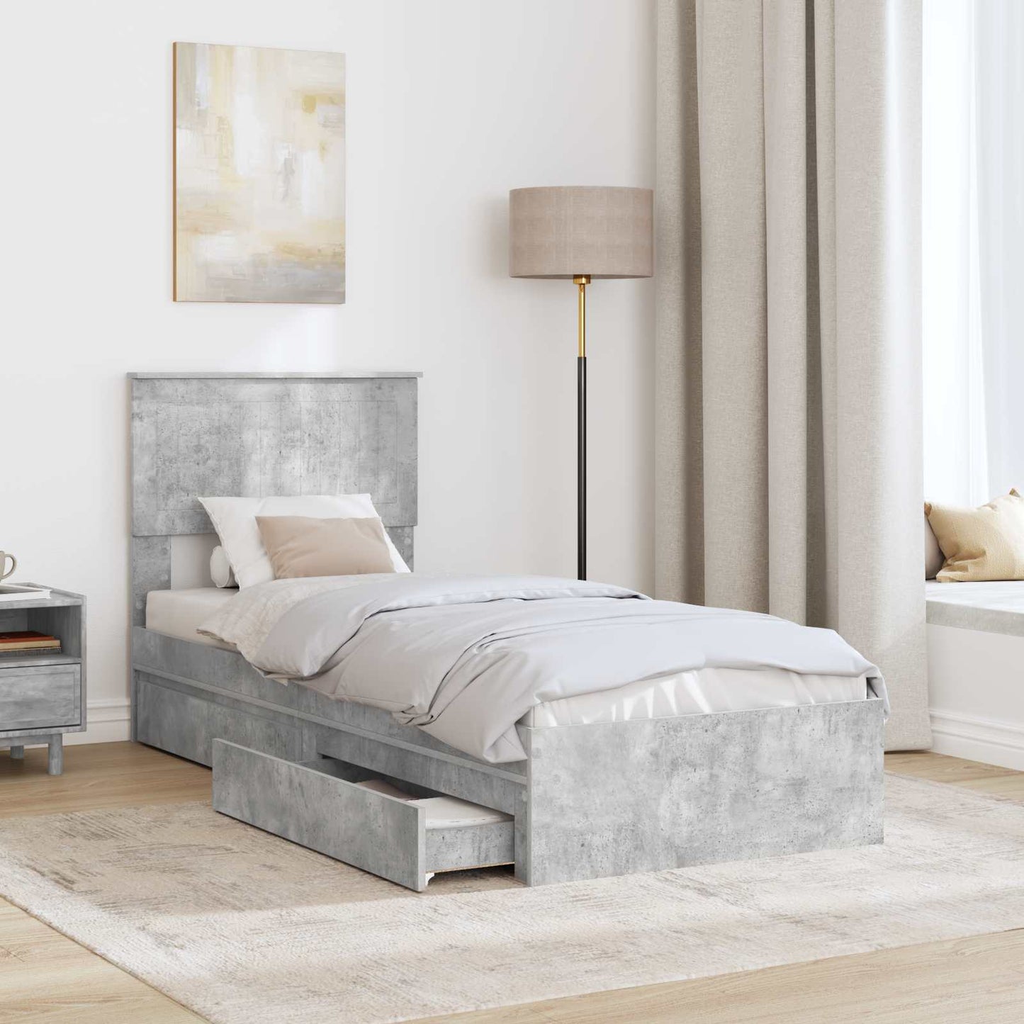 vidaXL Aufbewahrungsbett Beton Grau 75 x 190 cm Holzwerkstoff