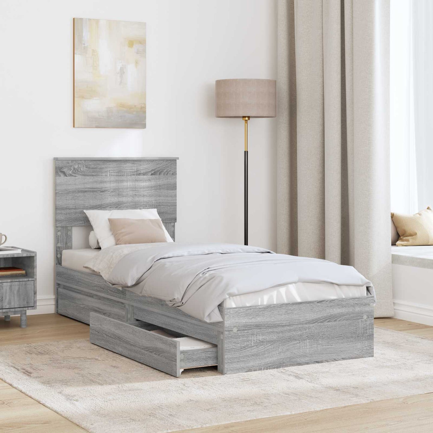 vidaXL Aufbewahrungsbett Graues Sonoma 75 x 190 cm Holzwerkstoff