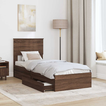 vidaXL Aufbewahrungsbett Braun Eichen-Optik 75 x 190 cm Holzwerkstoff